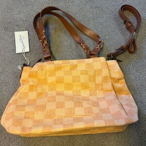 Stylish orange Checkered Women's Bag